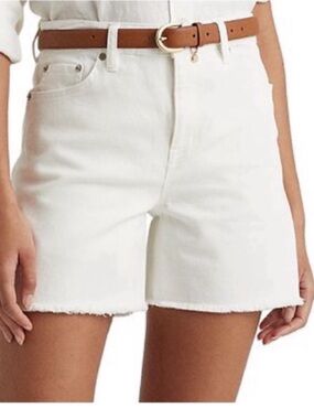 Lauren Ralph Lauren 14 Large Shorts White Wash High Rise Frayed Hem pockets NWT